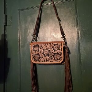 Myra Bag Tan and Brown Floral Crossbody
